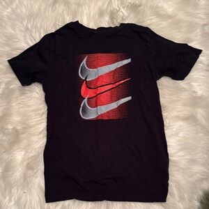 Nike Black Tee with Red and Gray Swoosh Design